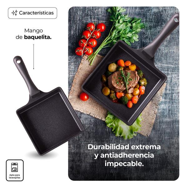 Queen Sense Sartén Mini Cuadrado Diamante Negro 15 Cm