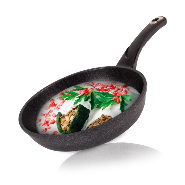 queen sense Sartén Plano Con Recubrimiento De Mármol Y Antiadherente Ecológico En Color Negro