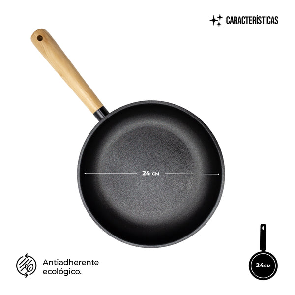 Queen Sense Sartén Plano Dellago Con Revestimiento Cerámica Antiadherente 24 Cm