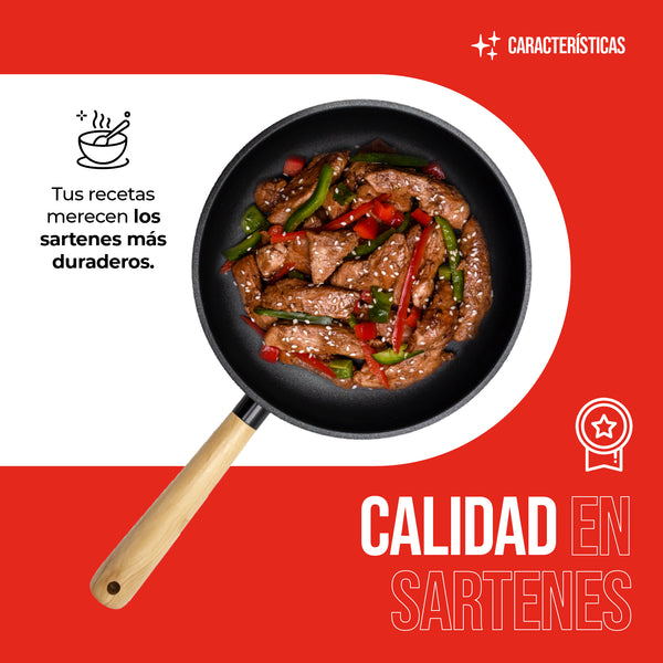 Queen Sense Sartén Plano Dellago Con Revestimiento Cerámica Antiadherente 24 Cm