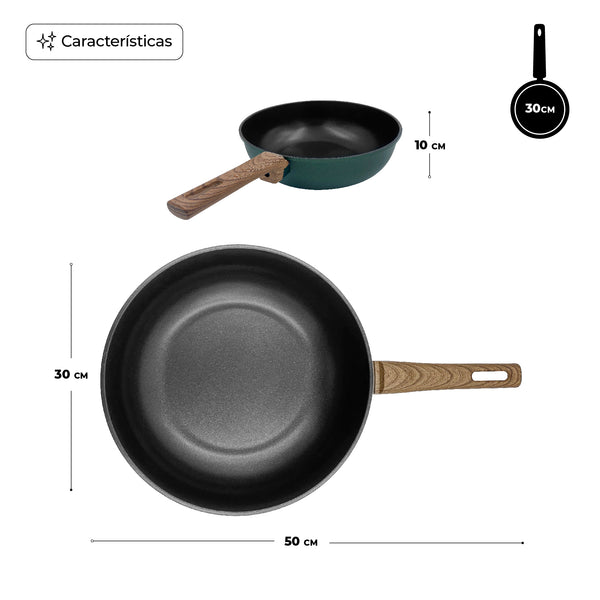 Queen Sense Sartén Wok Diamante Premium Verde 30 Cm