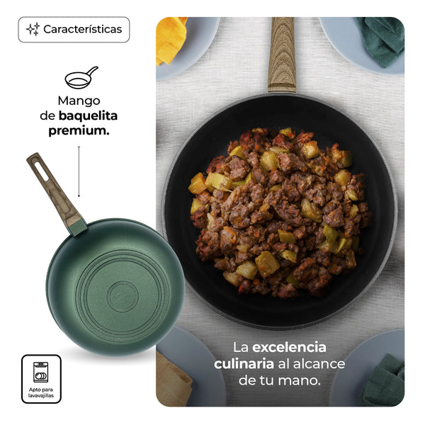 Queen Sense Sartén Wok Diamante Premium Verde 30 Cm