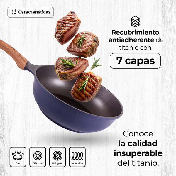 Queen Sense Sartén Wok Titanio Royal Antiadherente Con Inducción