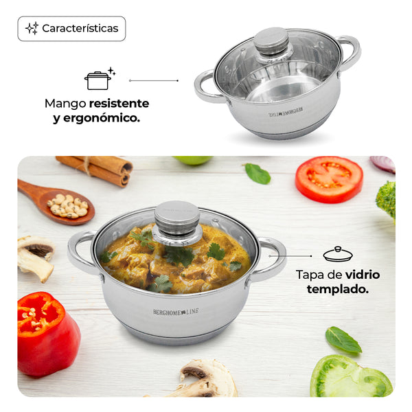 Queen Sense Set 3 Cacerolas De Acero Inoxidable Con Tapas