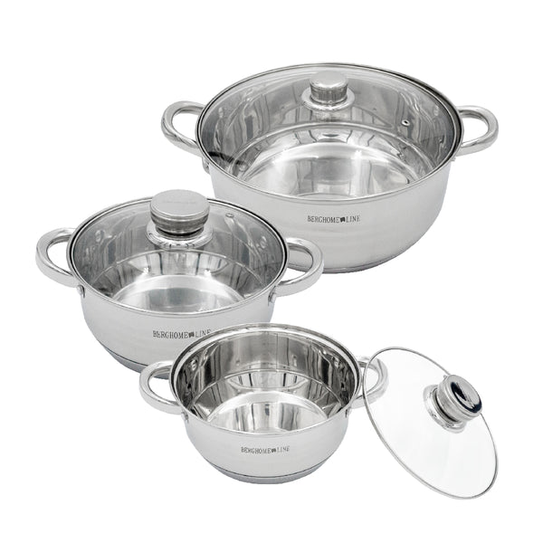 queen sense Set 3 Ollas Con Tapa Acero Inoxidable Antiadherente