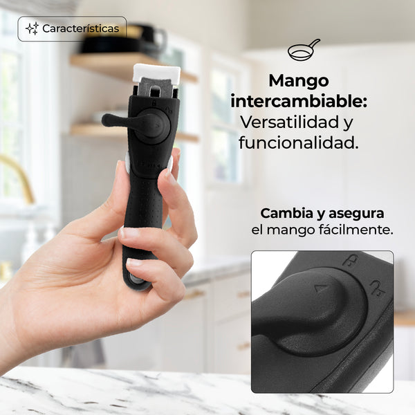 Queen Sense Set 3 Ollas De Acero Inoxidable Antiadherente Y Mango Desmontable