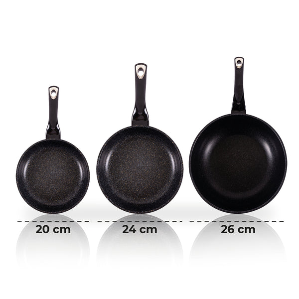 Queen Sense Set 3 Sartenes Mármol Basic 20 24 26 Cm