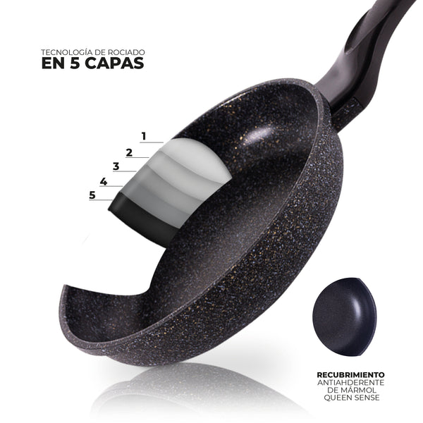 Queen Sense Set 3 Sartenes Mármol Basic 20 24 26 Cm