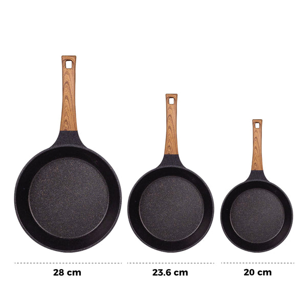 Queen Sense Set 3 Sartenes Mármol Premium 20 24 26 Cm