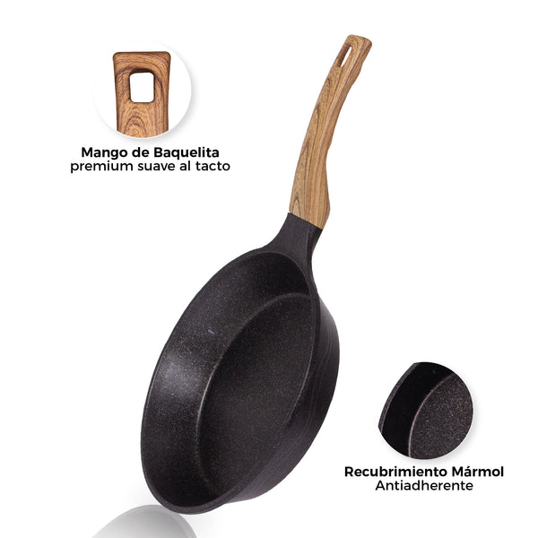 Queen Sense Set 3 Sartenes Mármol Premium 20 24 26 Cm