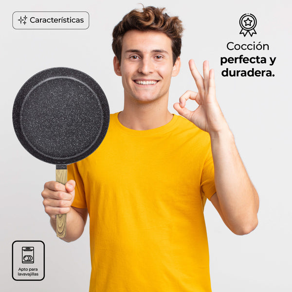 Queen Sense Set 3 Sartenes Mármol Roma Antiadherente Inducción