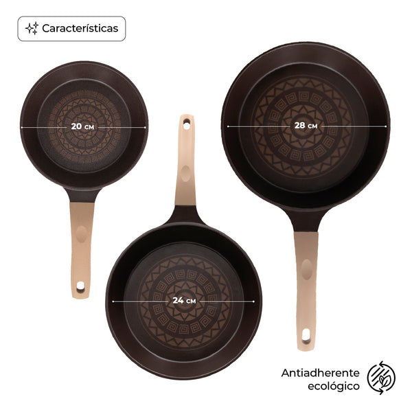 Queen Sense Set 3 Sartenes Xiocolat Edición Especial 15 Años Queen Sense