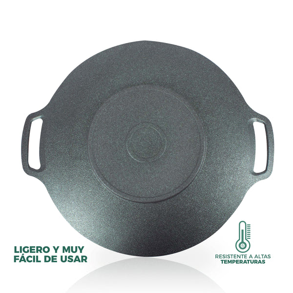 Queen Sense Set Comal De Jade Pro 30cm Y Dispensador De Aceite En Brocha