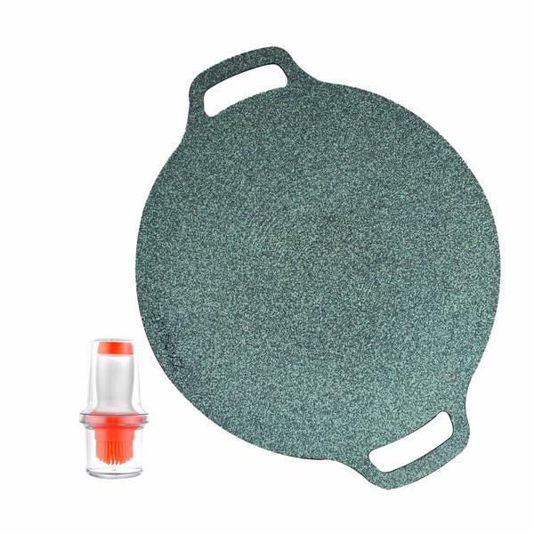 queen sense Set Comal De Jade Pro 36cm Y Dispensador De Aceite En Brocha