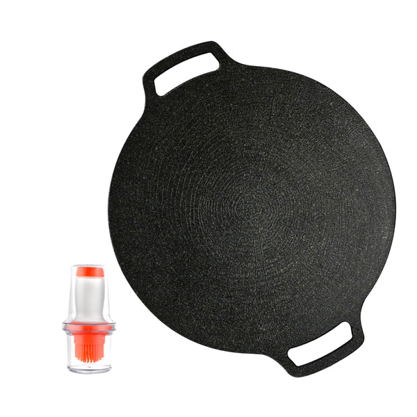 queen sense Set Comal De Marmol 36cm Y Brocha Dispensador Para Aceite