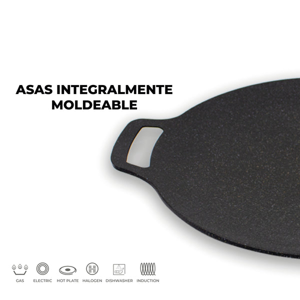 Queen Sense Set Comal De Marmol 38cm Y Brocha Dispensador Para Aceite