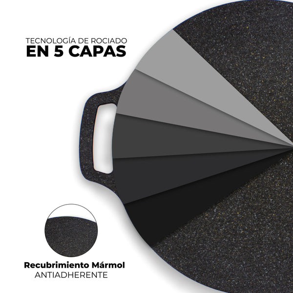 Queen Sense Set Comal De Marmol 40cm Y Brocha Dispensador Para Aceite