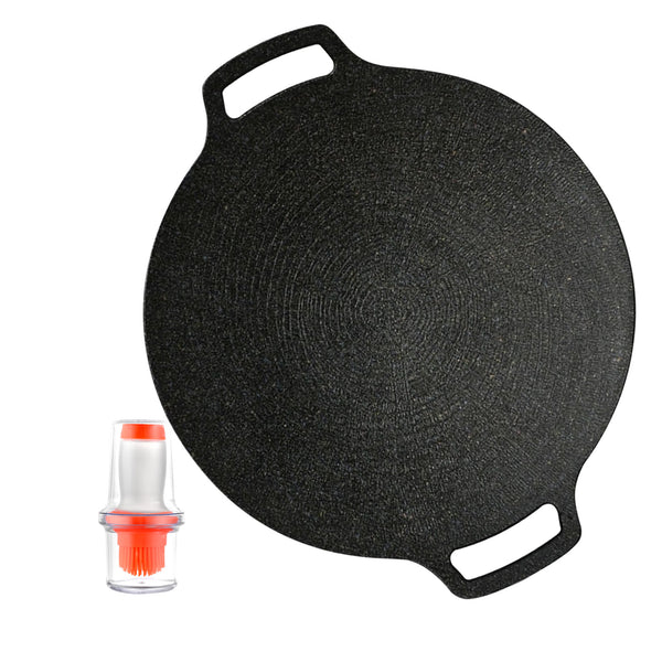 queen sense Set Comal De Marmol 40cm Y Brocha Dispensador Para Aceite