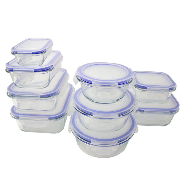 queen sense Set Contenedores De Alimentos De Cristal 18 Piezas