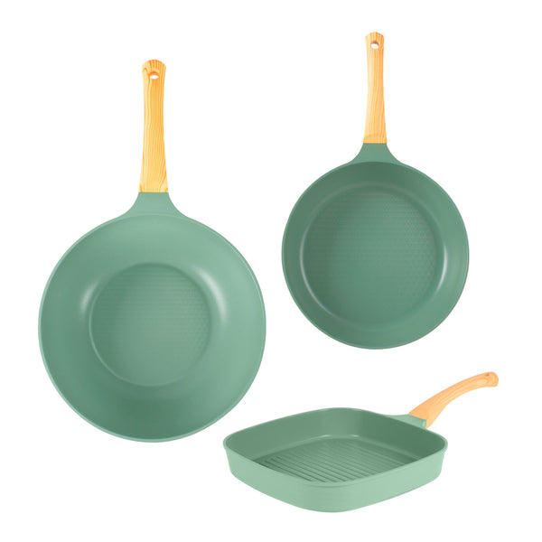 queen sense Set De 3 Sartenes Con Recubrimiento De Jade Premium