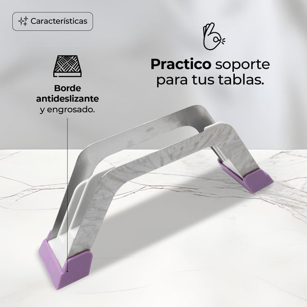 Queen Sense Set De 3 Tablas Para Picar Con Agarraderas De Metal Y Base