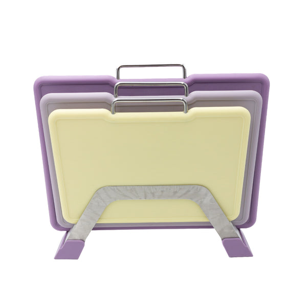 queen sense Set De 3 Tablas Para Picar Con Agarraderas De Metal Y Base