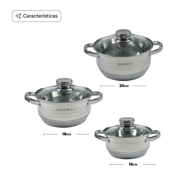 Queen Sense Set De 5 Cacerolas De Acero Inoxidable Con Tapas