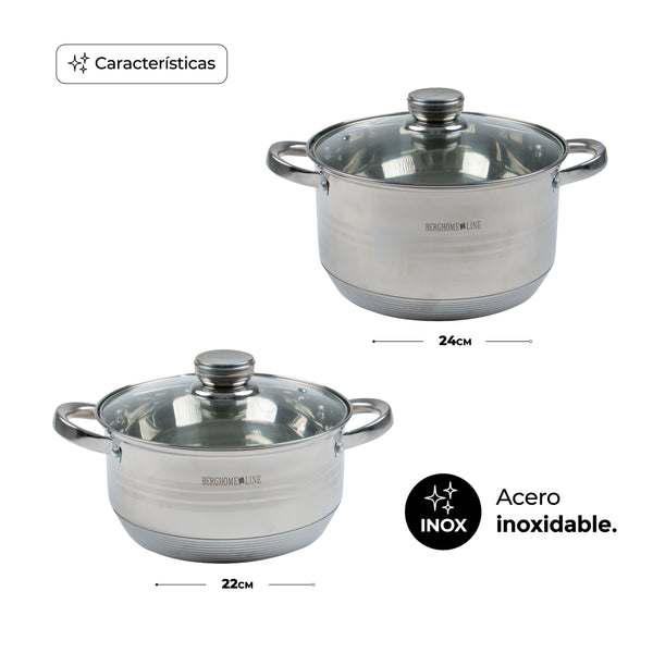 Queen Sense Set De 5 Cacerolas De Acero Inoxidable Con Tapas