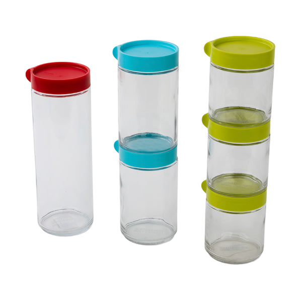 queen sense Set De 6 Contenedores Apilables De Vidrio Para Alimentos