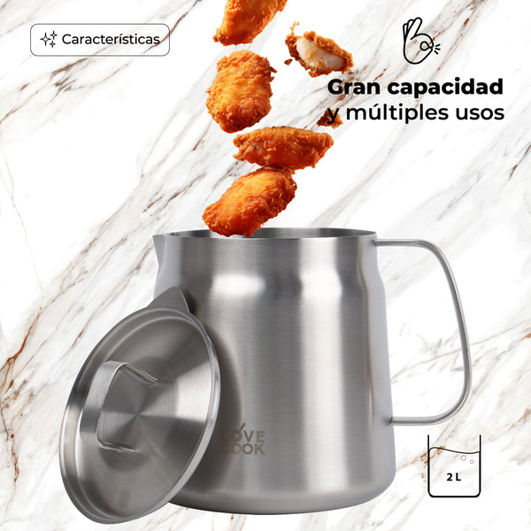 Queen Sense Set Freidora Acero Inoxidable 4pzs 2l Cesto Colador Multiuso