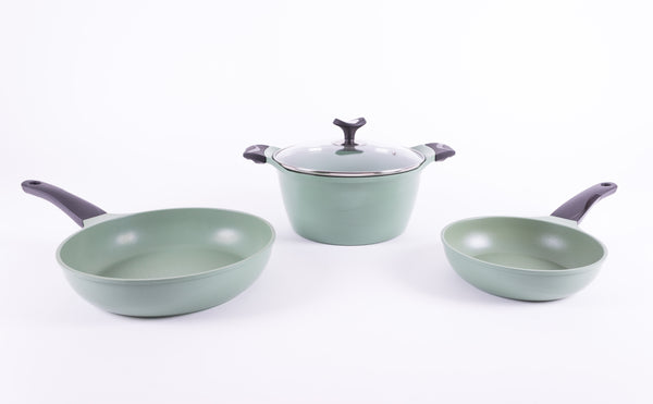 queen sense Set Jade Olla/Sartenes 3 Piezas 20 24 26 Cm