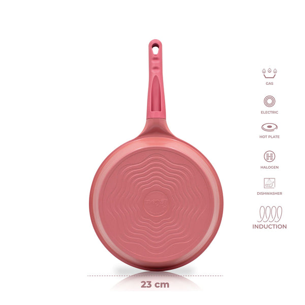 Queen Sense Set Sartenes De Induccion Rosas Con Utensilios De Silicon