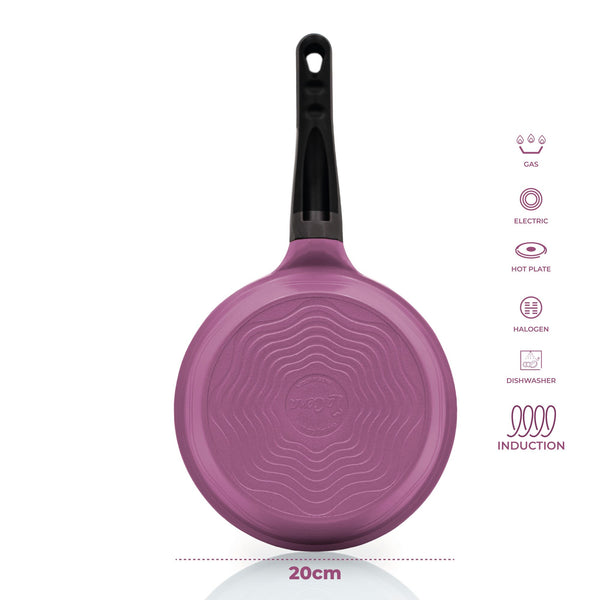 Queen Sense Set Sartenes Morados Antiadherentes Con Utensilios Silicon