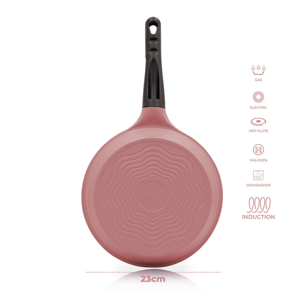 Queen Sense Set Sartenes Rosas Antiadherentes Con Utensilios Silicon