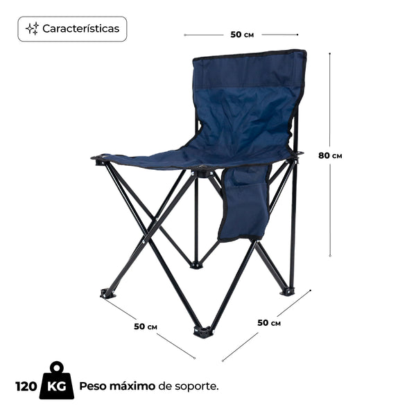 Queen Sense Silla De Camping Plegable Con Bolsillo Lateral