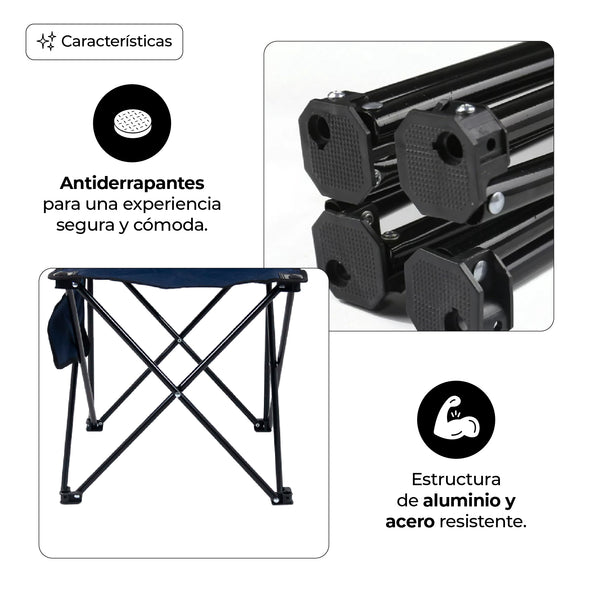 Queen Sense Silla De Camping Plegable Con Bolsillo Lateral