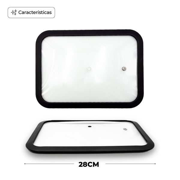 Queen Sense Tapa De Vidrio Rectangular 28cm Silicona Antivapor Universal