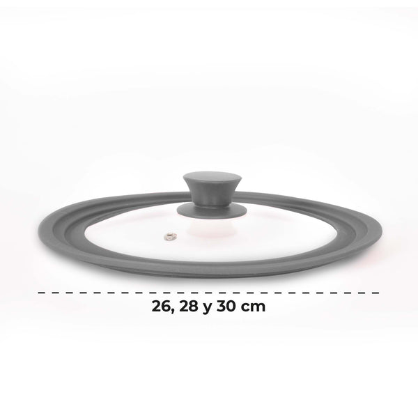 Queen Sense Uni-tapa De Cristal Templado Con Silicón 26 28 30 Cm