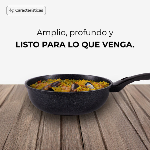 Queen Sense Wok Queen Sense Mármol Hondo 26 Cm Antiadherente