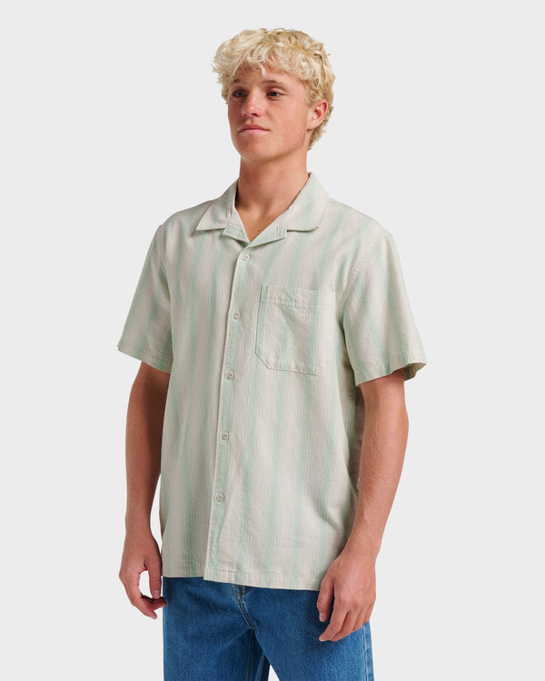 Quiksilver Oxford Stripe Casual Short Sleeve Shirt