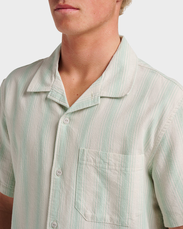 Quiksilver Oxford Stripe Casual Short Sleeve Shirt