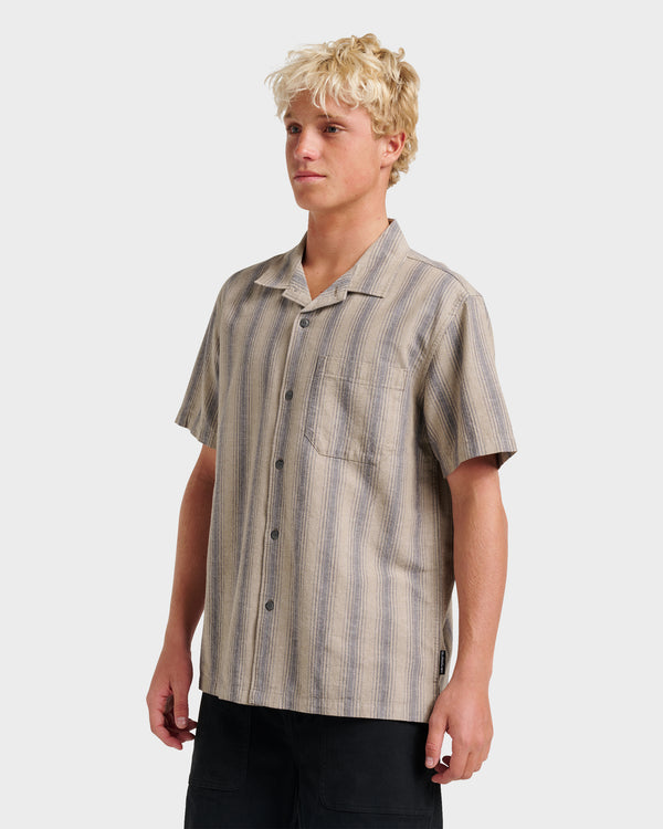 Quiksilver Oxford Stripe Casual Short Sleeve Shirt