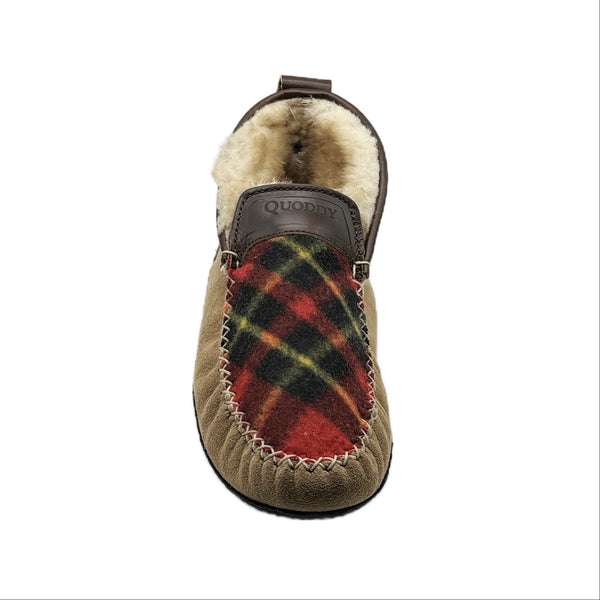 Quoddy LE Men’s Dorm Boot Slipper: Red Plaid Chestnut