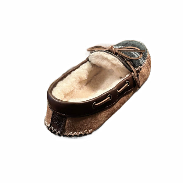 Quoddy LE Men’s Fireside Slipper: Green Plaid Chestnut