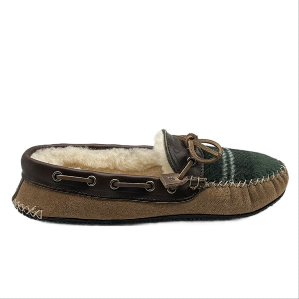 quoddy LE Women's Fireside Slipper - Green Plaid Chestnut
