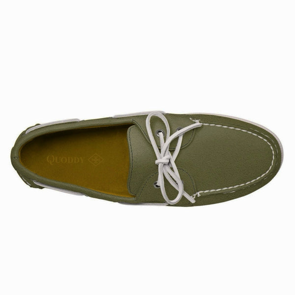 Quoddy Men’s 2 Eyelet LE Boat Shoe: Green Jacket Suede