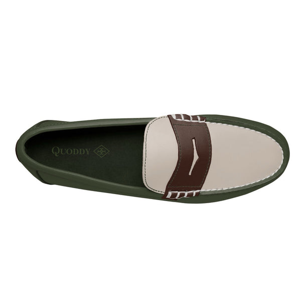 Quoddy Men's Penny Loafer Classic LE: Green/Brown/Ivory
