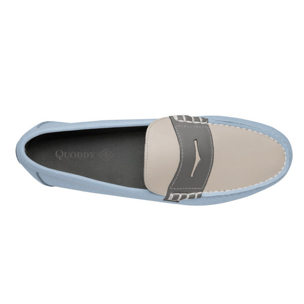 Quoddy Men's Penny Loafer Classic LE: Light Blue/Grey/Ivory
