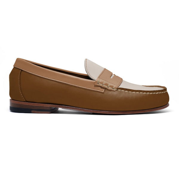 quoddy Men's Penny Loafer Classic LE: Mocha/British Tan/Ivory