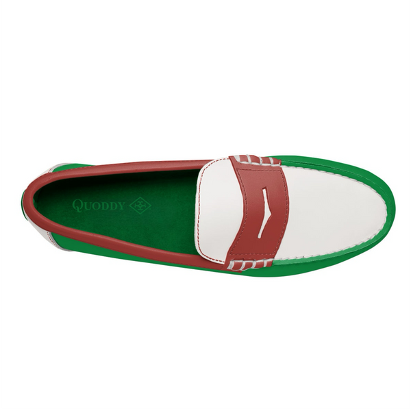 Quoddy Men's Penny Loafer Classic LE: Neon Green/Zephyr/White